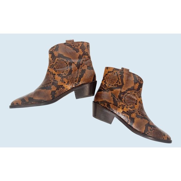 BODEN Allendale Brown & Black Snakeskin Print Ankle Boots Size 37 / 6 - Picture 2 of 8